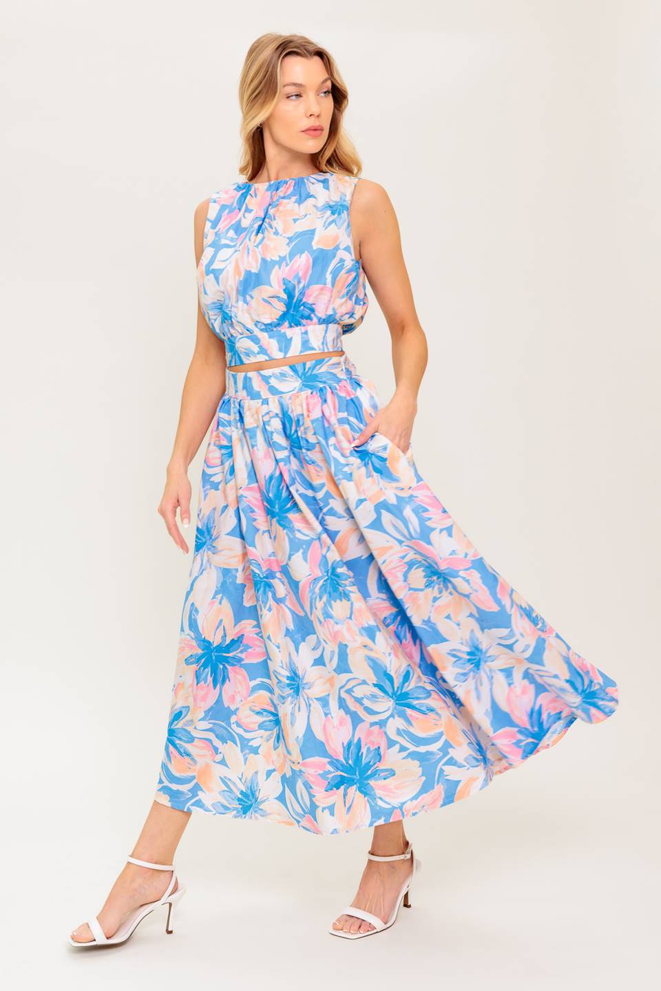 GOLDEN HOUR HARMONY WOVEN TOP AND SKIRT SET Flying Tomato
